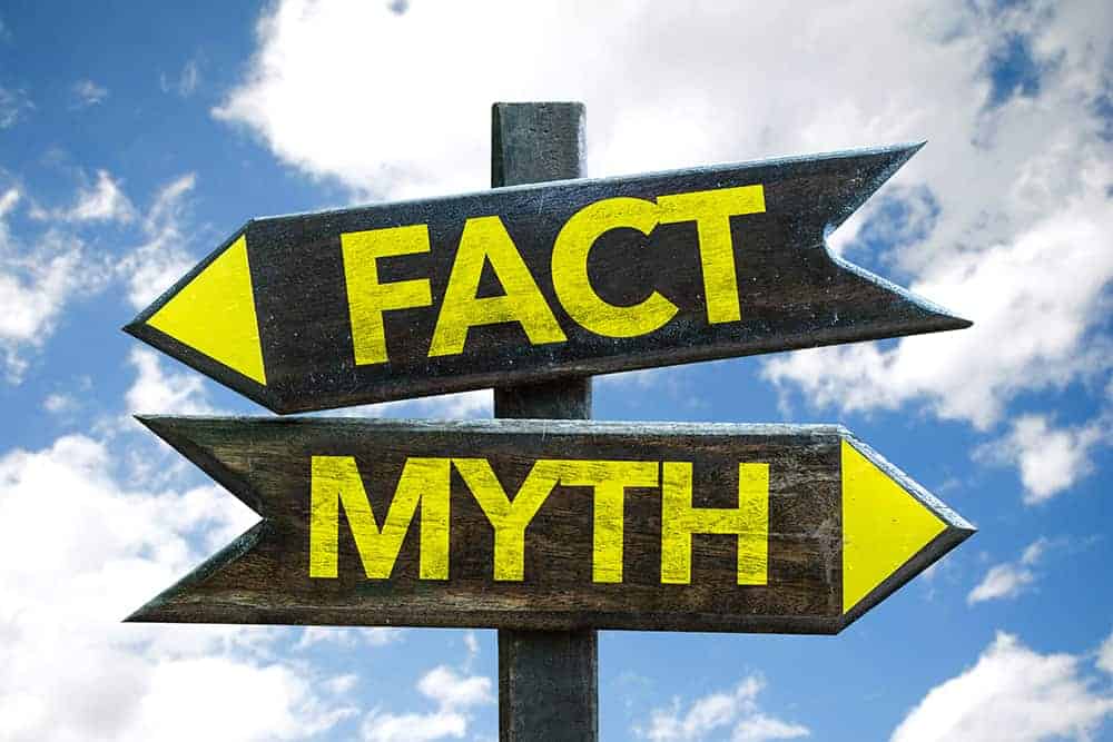 road signs with fact and myth on oppoisite direction