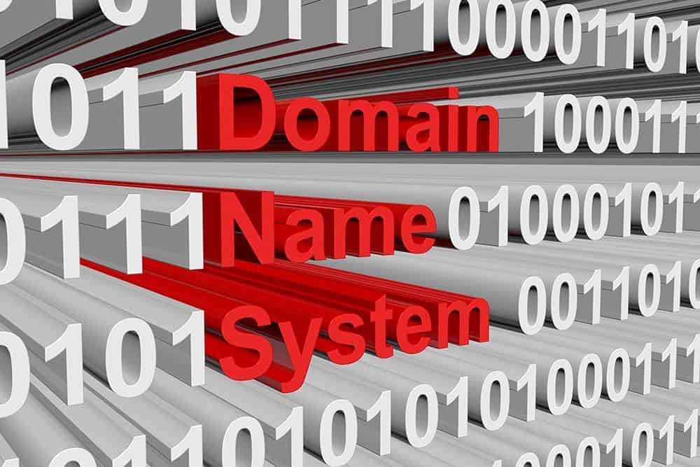 domain name system text with binary code